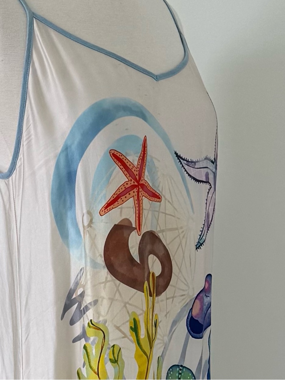 ME369 Sea Print Design Camisole Summer Midi Dress Size Small - Picture 3 of 13